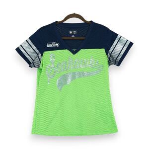 NFL Womens Seattle Seahawks‎ Jersey Size Medium Green & Blue Short Sleeve